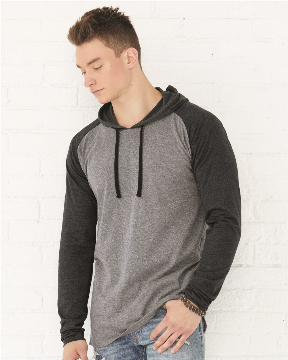 L.A.T Fine Jersey Hooded Long Sleeve Raglan T-Shirt