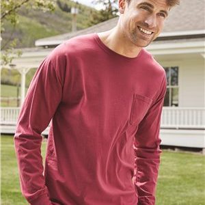Hanes® Comfortwash™ Garment Dyed Long Sleeve T-Shirt w/Pocket