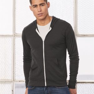 Bella+Canvas® Unisex Lightweight Hooded Full-Zip Sweater