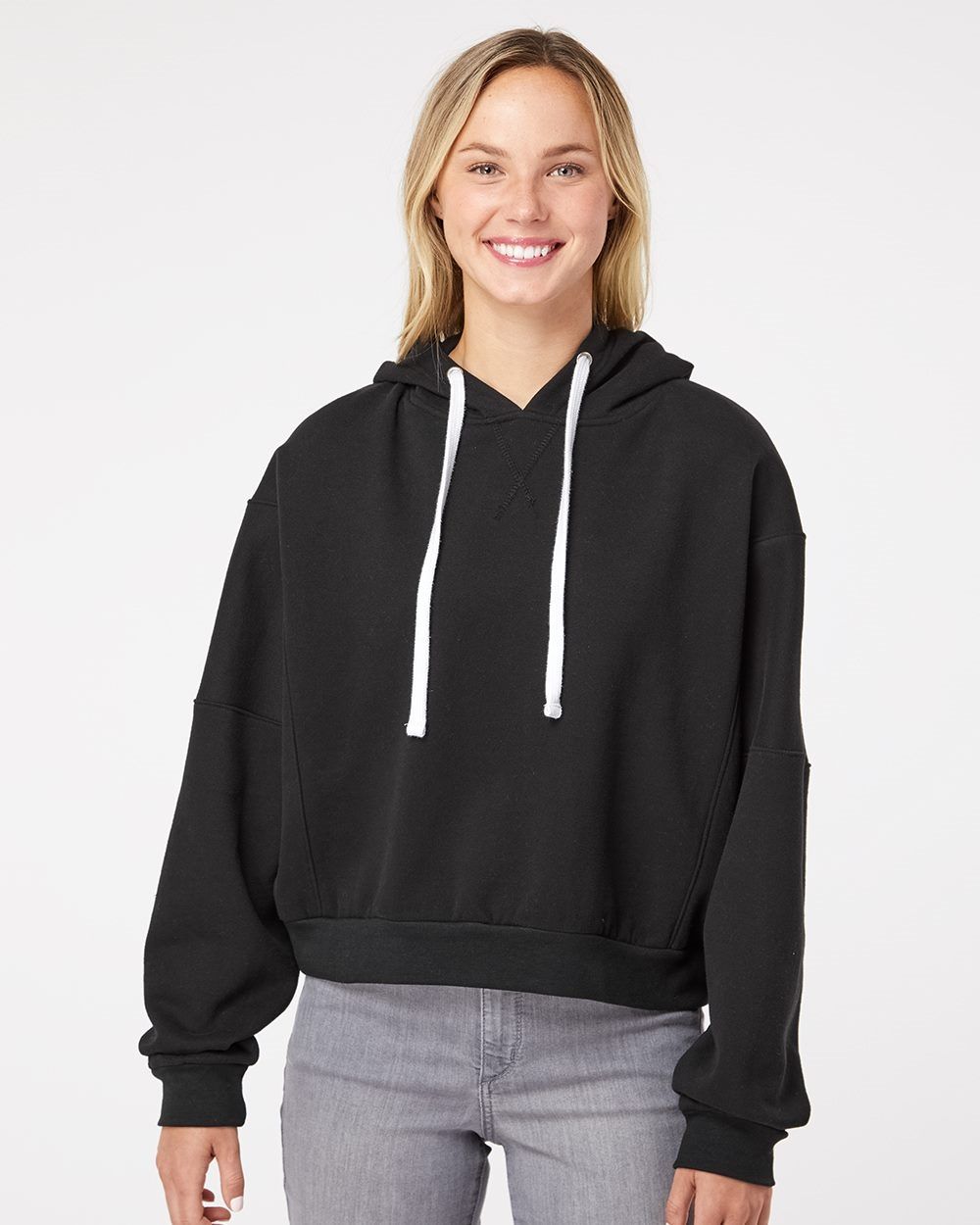 MV Sport® Women's Sueded Fleece Cropped Hooded Sweatshirt