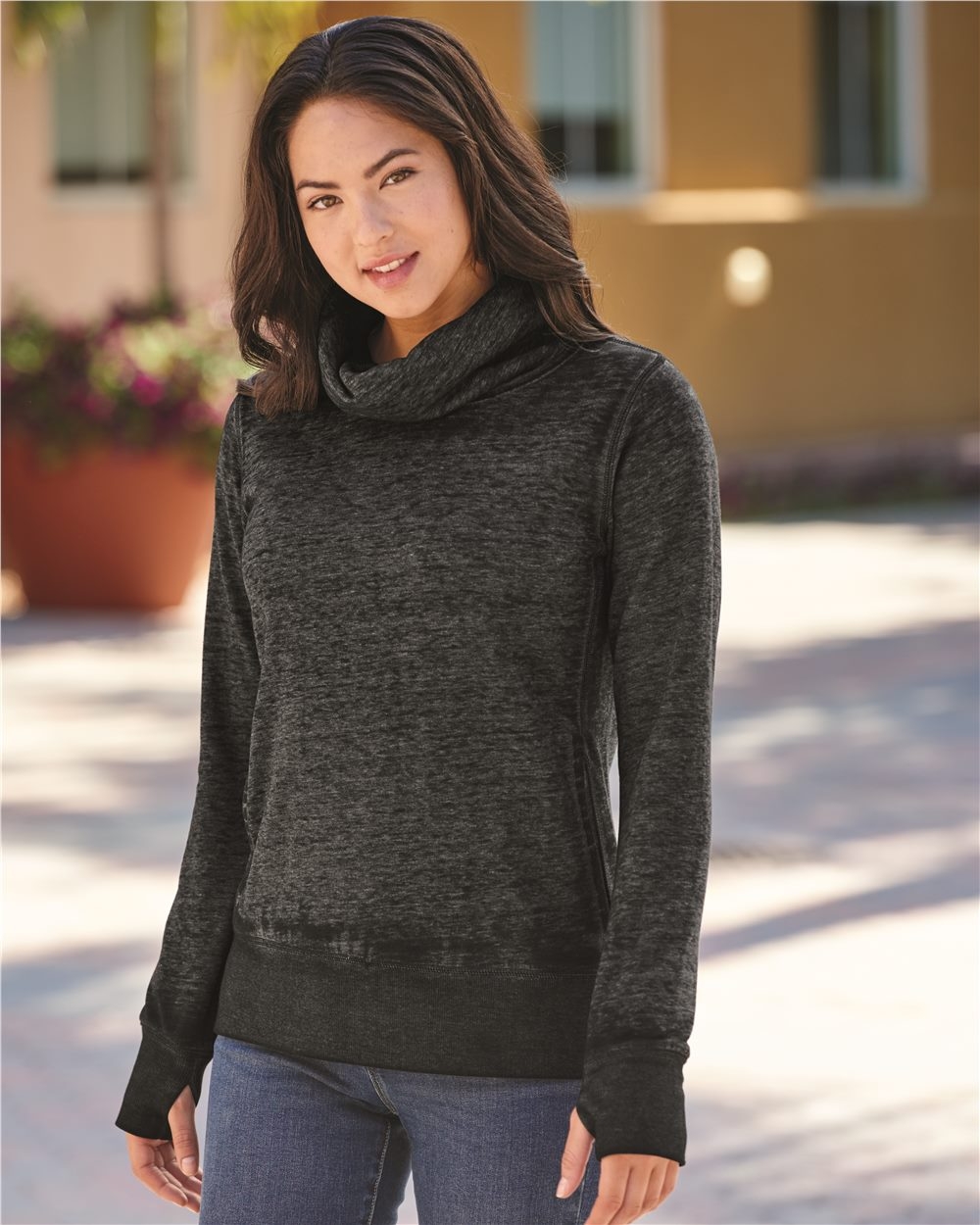 J. America Women's Zen Fleece Cowl Neck Sweatshirt