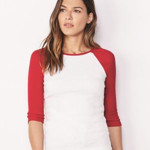 Bella+Canvas® Women's 1X1 Baby Rib Raglan Three-Quarter Sleeve Tee