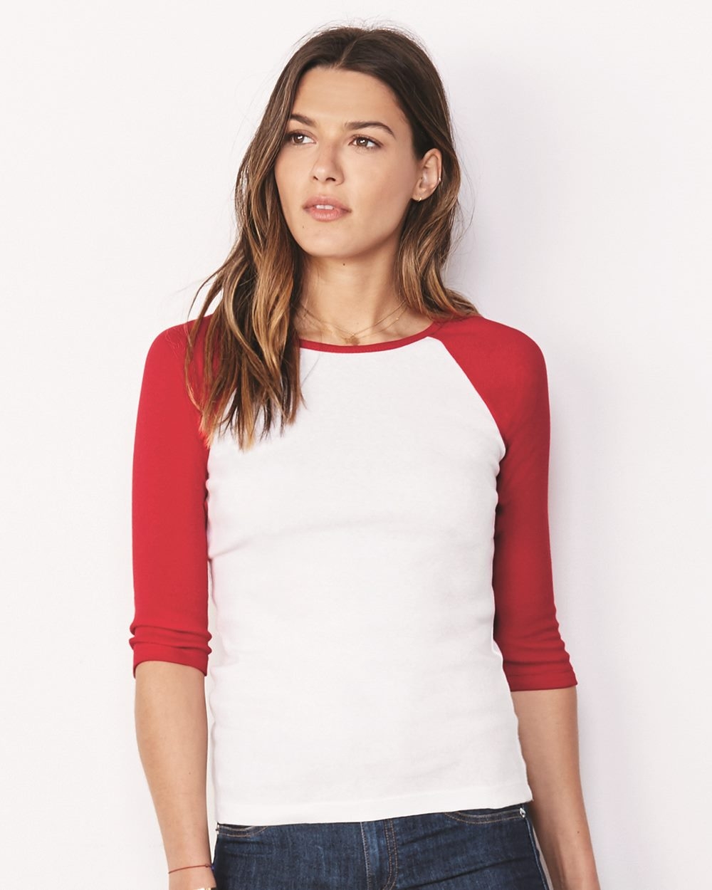 Bella+Canvas® Women's 1X1 Baby Rib Raglan Three-Quarter Sleeve Tee