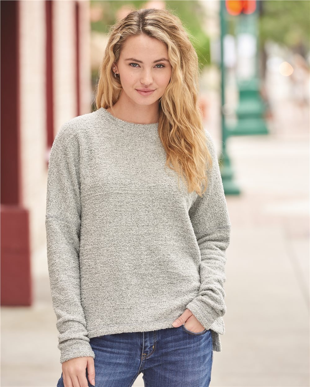 J. America Women's Teddy Fleece Crewneck Pullover Shirt