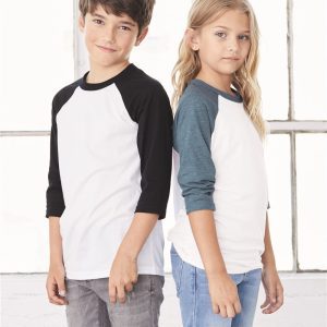 Bella+Canvas® Youth Three-Quarter Sleeve Baseball Tee