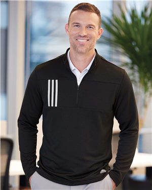 Adidas® 3-Stripes Double Knit Quarter-Zip Pullover
