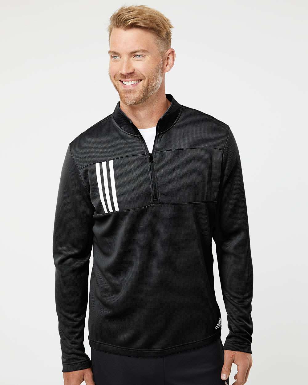 Adidas® 3-Stripes Double Knit Quarter-Zip Pullover