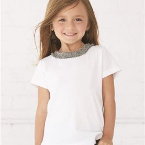 Rabbit Skins Toddler Girls' Ruffle Neck Fine Jersey Tee Shirt