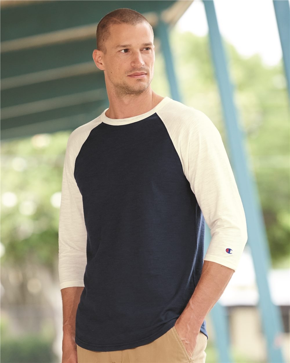 Champion® Premium Fashion Raglan Three-Quarter Sleeve Baseball T-Shirt
