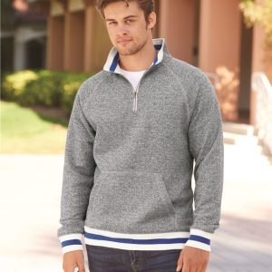 J. America Peppered Fleece Quarter Zip Sweatshirt