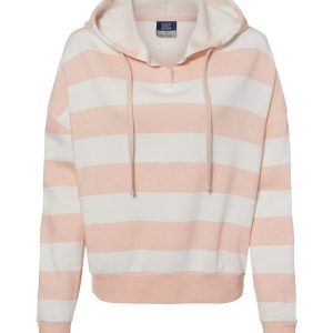 MV Sport - Women's Striped Fleece Boxy Hooded Sweatshirt