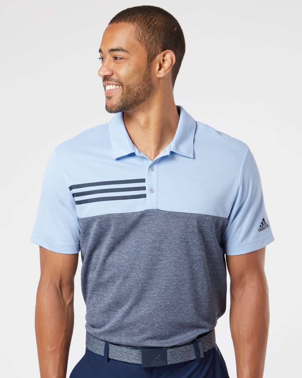 Adidas® Heathered Colorblock 3-Stripes Polo