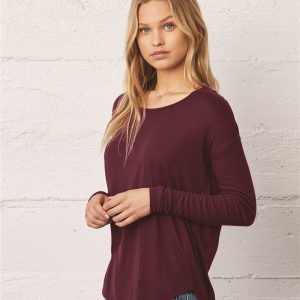 Bella+Canvas® Women's Flowy 2x1 Ribbed Long Sleeve Tee