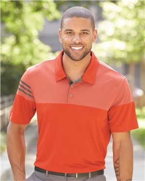 Adidas® Heathered 3-Stripes Colorblocked Polo Shirt