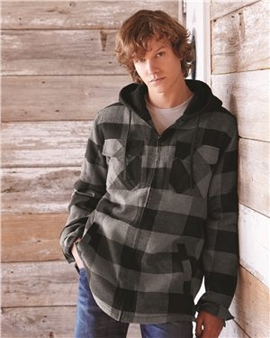 Burnside® Quilted Flannel Full Zip Hooded Jacket