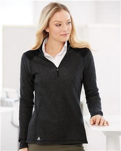 Adidas Women's Heathered Quarter Zip Pullover w/Colorblocked Shoulders