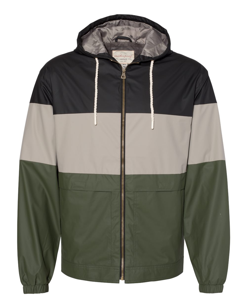 Weatherproof Vintage Colorblocked Hooded Rain Jacket
