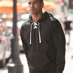 J. America Sport Lace Polyester Fleece Hooded Pullover Sweatshirt