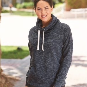 J. America Women's Mélange Fleece Cowl Neck Sweatshirt