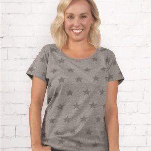 Code Five Women's Star Print Scoop Neck Tee