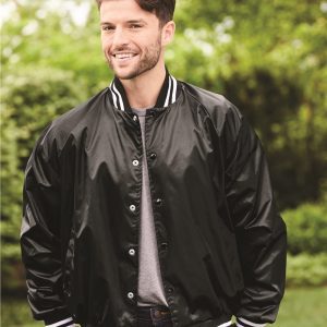 Augusta Sportswear® Satin Baseball Jacket w/Striped Trim