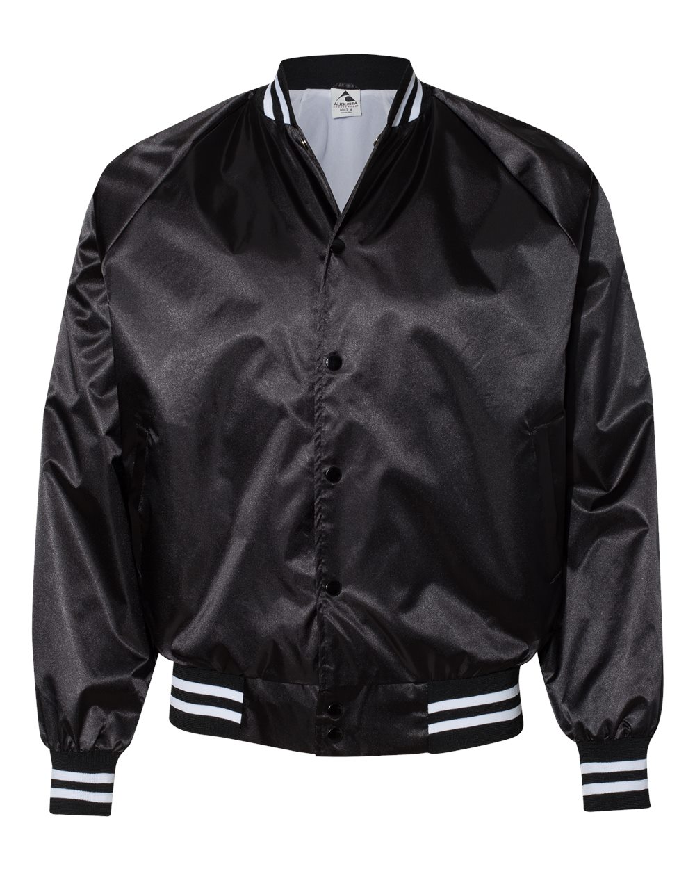 Augusta Sportswear® Satin Baseball Jacket w/Striped Trim