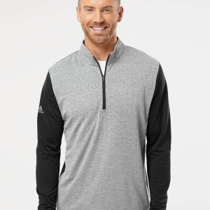 Adidas® Heather Block Print Quarter Zip Pullover