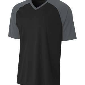 A-4 Adult Polyester V-Neck Strike Jersey with Contrast Sleeve