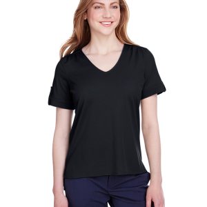 Devon and Jones CrownLux Performance??Ladies' Plaited Rolled-Sleeve Top