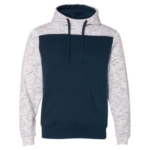J AMERICA Adult Melange Color Blocked Hooded Sweatshirt