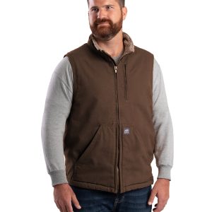 Berne Apparel Men's Heartland Sherpa-Lined Washed Duck Vest