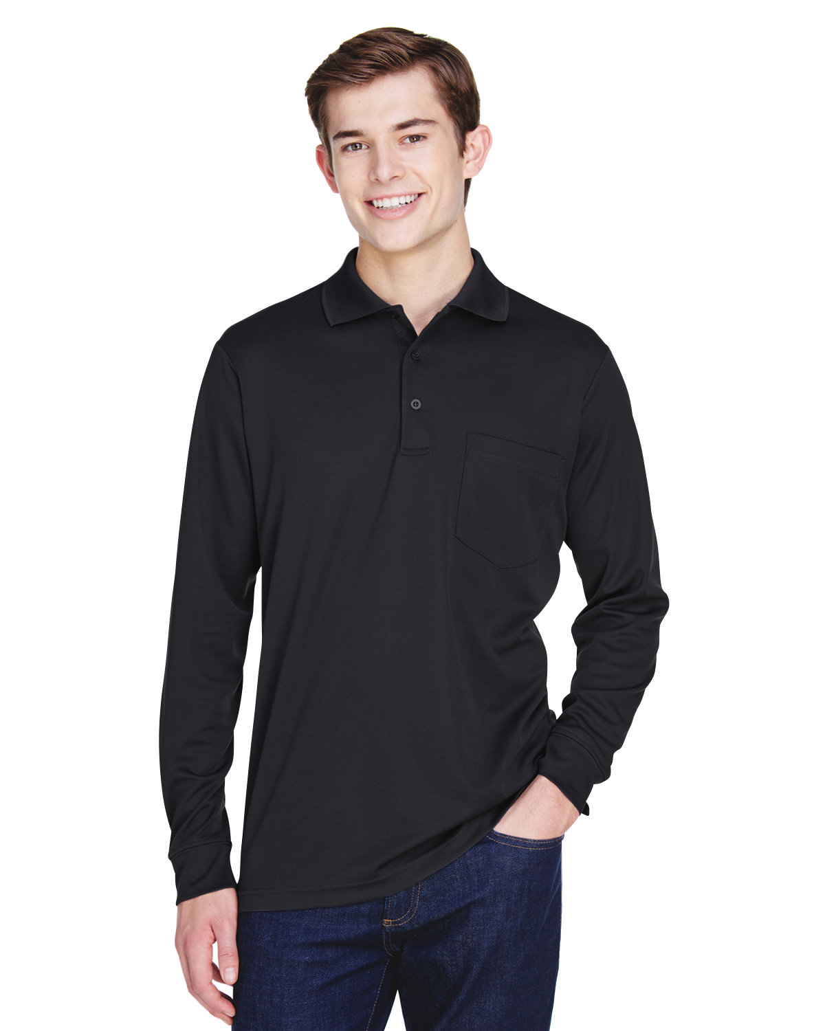 CORE365 Adult Pinnacle Performance Long-Sleeve Piqué Polo with Pocket