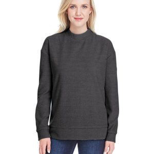 J AMERICA Ladies' Weekend French Terry Mock Neck Crew