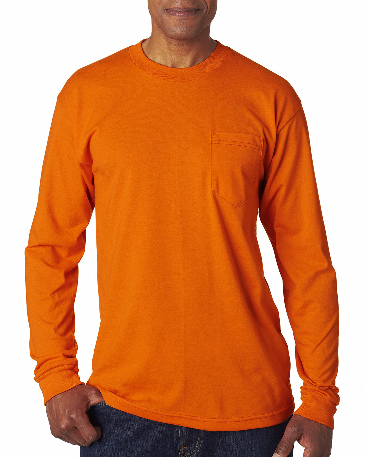BAYSIDE Adult Long-Sleeve T-Shirt with Pocket