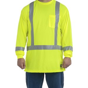 Berne Apparel Men's Hi-Vis Class 3 Performance Long Sleeve Pocket T-Shirt