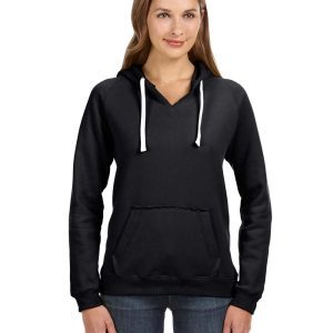 J AMERICA Ladies' Sydney Brushed V-Neck Hooded Sweatshirt