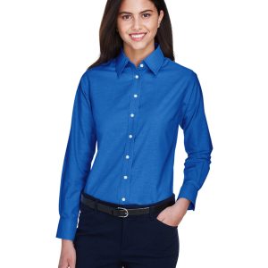 Harriton Ladies' Long-Sleeve Oxford with Stain-Release