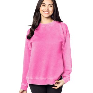 CHICKA D Ladies' Burnout Campus Crew Sweatshirt