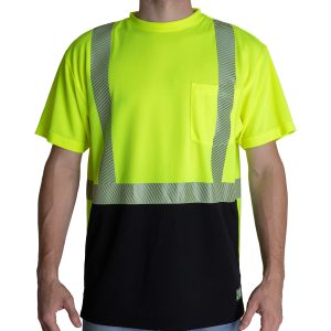 Berne Apparel Unisex Hi-Vis Class 2 Color Blocked Pocket T-Shirt