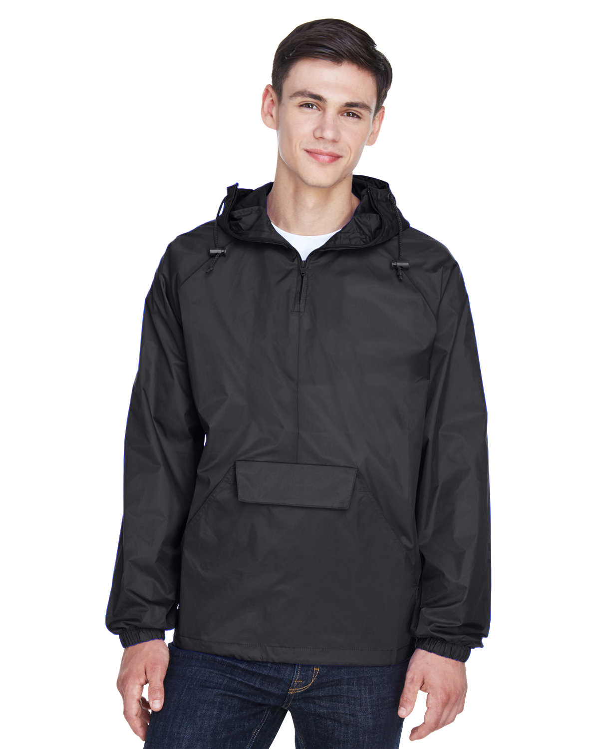 ULTRACLUB Adult Quarter-Zip Hooded Pullover Pack-Away Jacket