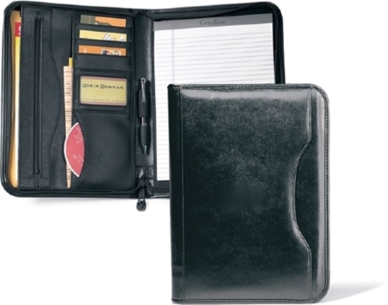 Deluxe Executive Vintage Leather Padfolio - Black