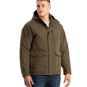 Berne Apparel Men's Highland Quilt-Lined Micro-Duck Hooded Coat