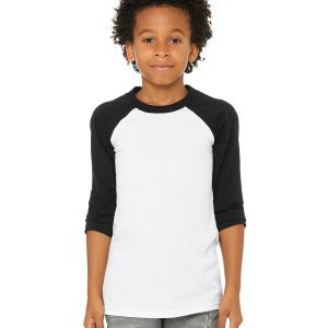 BELLA+CANVAS Youth Three-Quarter Sleeve Baseball T-Shirt