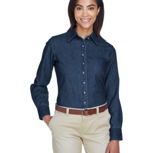 Harriton Ladies' Long-Sleeve Denim Shirt