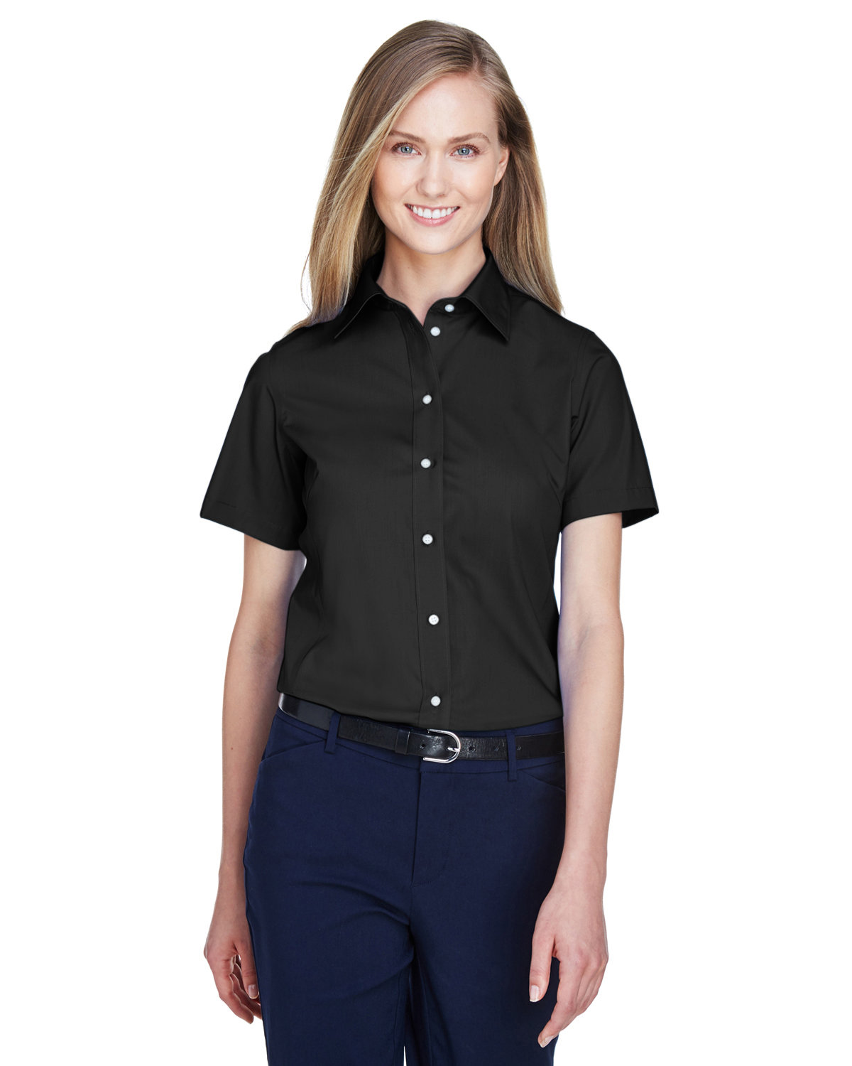 Devon and Jones Ladies' Crown Collection® Solid Broadcloth Short-Sleeve Woven Shirt