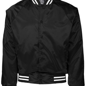 Augusta Unisex Striped Trim Satin Baseball Jacket