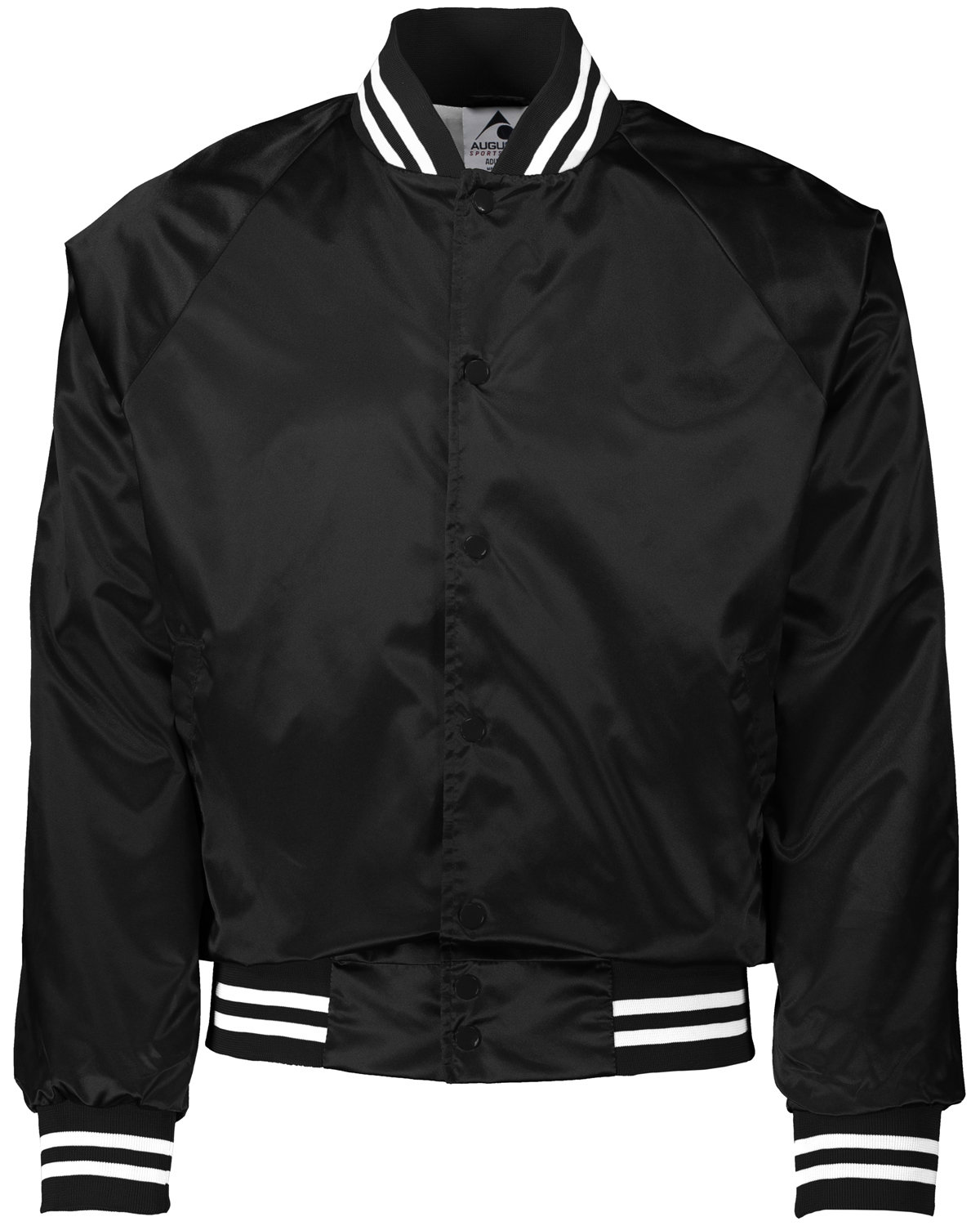 Augusta Unisex Striped Trim Satin Baseball Jacket