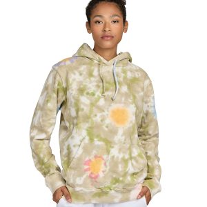 US BLANKS Unisex Made in USA Flower Tie-Dye Hooded Sweatshirt