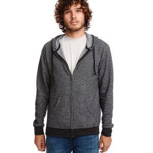 NEXT LEVEL APPAREL Adult Pacifica Denim Fleece Full-Zip Hooded Sweatshirt