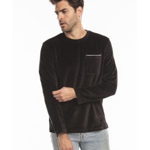 US BLANKS Unisex Velour Long Sleeve Pocket T-Shirt